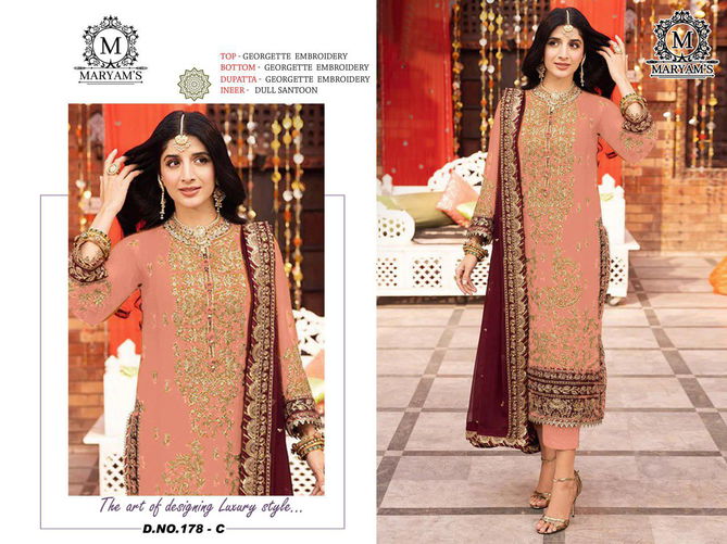 Maryams 179 Embroidery Sequence Georgette Pakistani Suits Exporters In India
